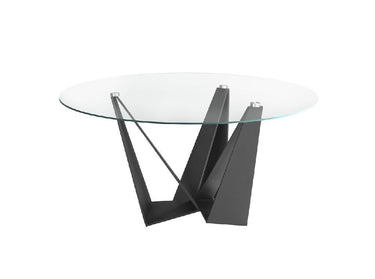 TAVOLO DA PRANZO IN ACCIAIO NERO/CROMATO E VETRO - ELIARREDA