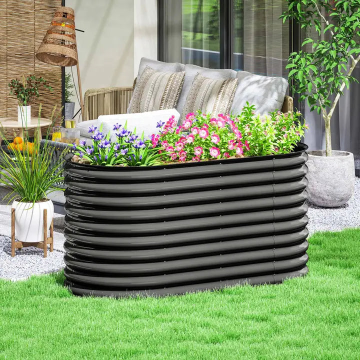 Set di 2 Fioriere grigio scuro