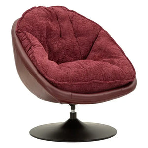 Poltrona girevole in tessuto bordeaux, 78x78x84 cm