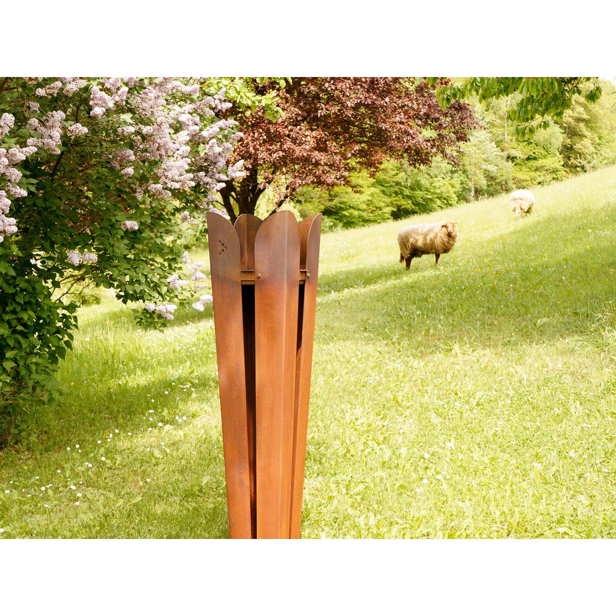 Braciere con fiamma Fuji, 30 x 30 x 120 cm, acciaio resistente alle intemperie