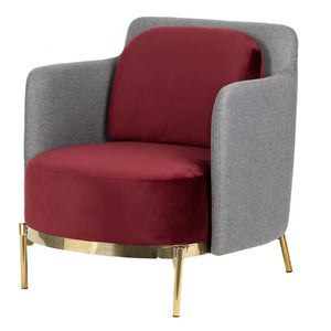 Poltrona in velluto rosso/grigio Tulsa 70x80x81 cm