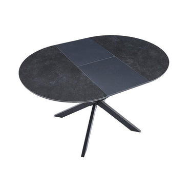 TAVOLO DA PRANZO TONDO ALLUNGABILE VULCANO 100 - 140 CM CERAMICA NERA/NERA. OK1388