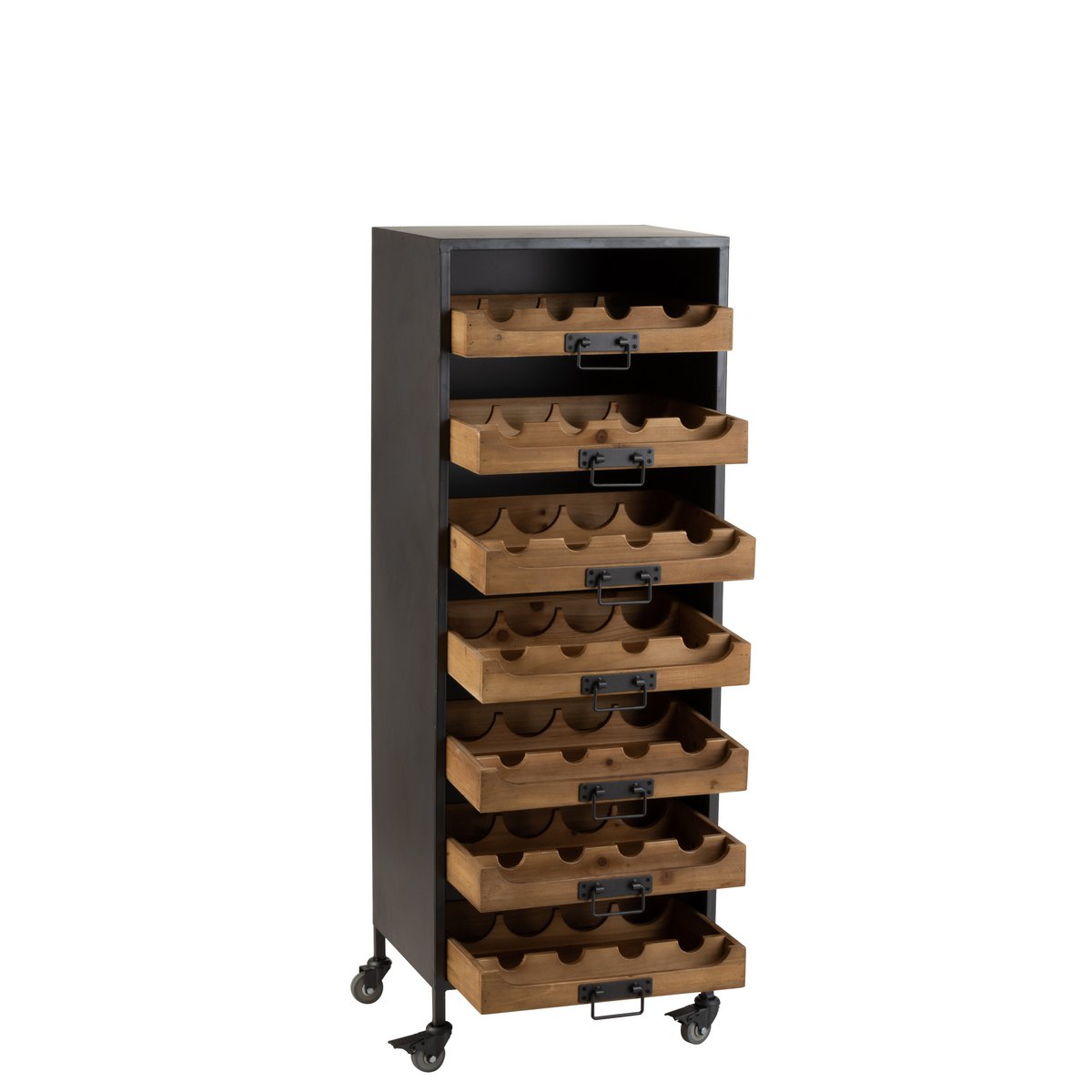 J-Line Bar Cabinet - 7 Drawers for Wine Bottles - Metal/Wood - Natural ND