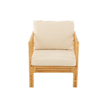 J-Line Elise Sillón + Cojín Ratán/Tejido Natural/Blanco