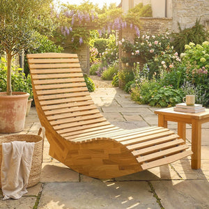 Lettino prendisole in legno di acacia pieghevole ergonomico per giardino