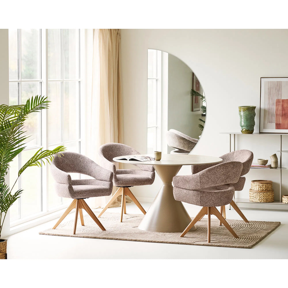 Sedia da pranzo girevole, gambe in rovere naturale marrone Dover