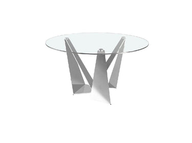 TAVOLO DA PRANZO IN ACCIAIO NERO/CROMATO  E VETRO - ELIARREDA