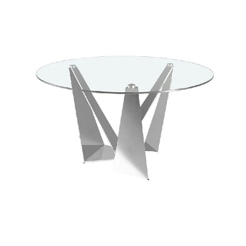 DINING TABLE IN BLACK/CHROME STEEL AND GLASS 