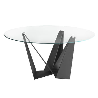 DINING TABLE IN BLACK/CHROME STEEL AND GLASS 