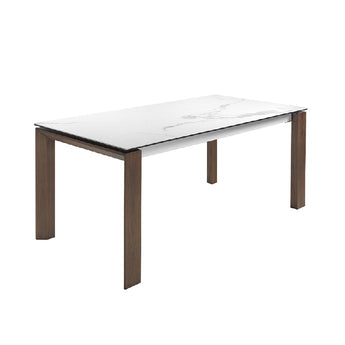 EXTENDING DINING TABLE IN PORCELAIN AND WALNUT WOOD 