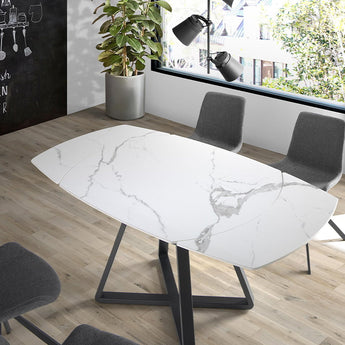 EXTENDING DINING TABLE IN PORCELAIN AND BLACK STEEL 