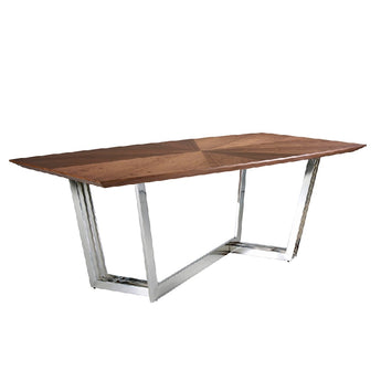 DINING TABLE IN WALNUT WOOD AND CHROME STEEL 