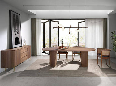 TAVOLO DA PRANZO RETTANGOLARE IN NOCE E ACCIAIO NERO - ELIARREDA