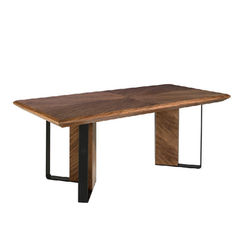 RECTANGULAR DINING TABLE IN WALNUT AND BLACK STEEL