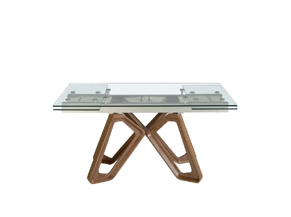 EXTENDING RECTANGULAR TEMPERED GLASS DINING TABLE 