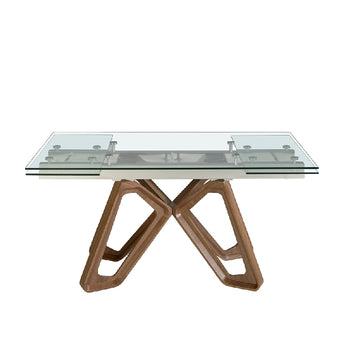 EXTENDING RECTANGULAR TEMPERED GLASS DINING TABLE 