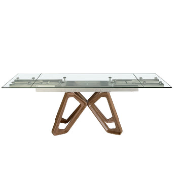 EXTENDING RECTANGULAR TEMPERED GLASS DINING TABLE 