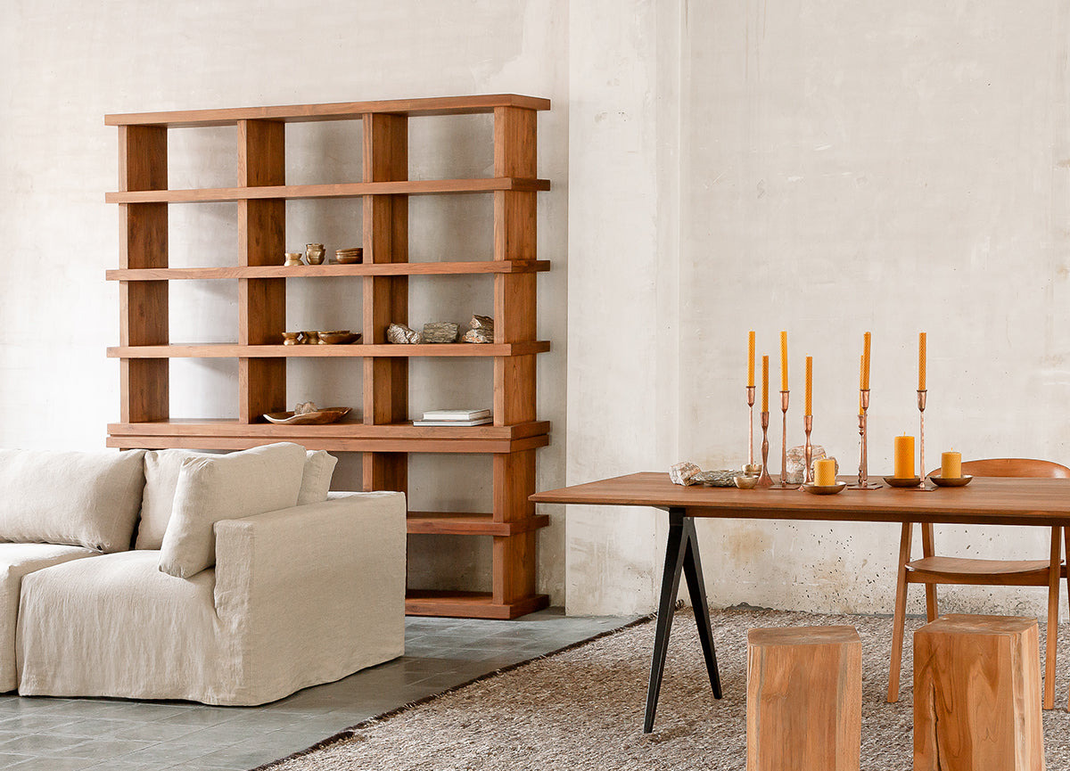 Libreria  DUMAI in teak riciclato 210 x 35 x 146 cm