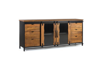 CREDENZA CON 2 ANTE SCORREVOLI E 6 CASSETTI IN STILE INDUSTRIALE 1427