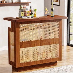 Unità bar in rattan per casa, 4 livelli, mobile porta-vini e liquori