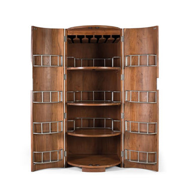 Mobile bar a 2 ante in legno massello di acacia in colore naturale 1663