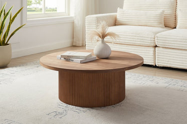 Tavolino Couchchtic Ø 85 cm naturale, marrone e noce