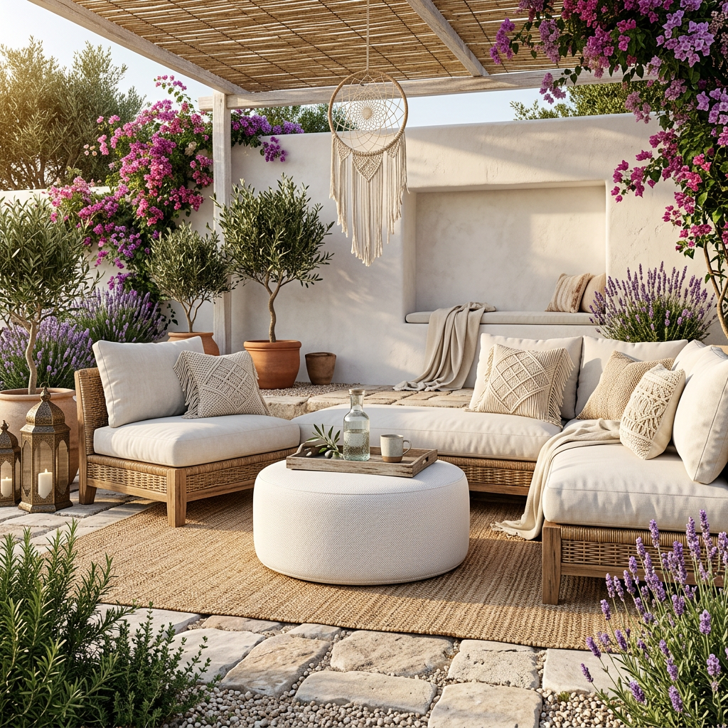 Pouf grande per esterni per tutte le stagioni | bianco sporco