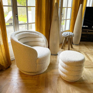 POLTRONA GIREVOLE IN TESSUTO IN ECRU BOUCLETTE 84X77X75.5CM LINO