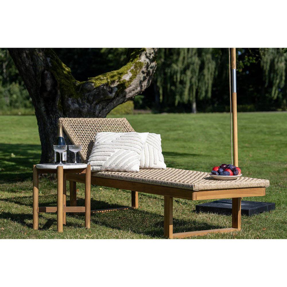 Lettino prendisole Derby - Teak naturale/PE Rattan, 190x65x38 cm