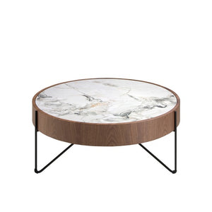 MESA EN MADERA DE NOGAL Y VIDRIO TEMPLADO 