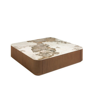 MESA EN MADERA DE NOGAL Y VIDRIO TEMPLADO 