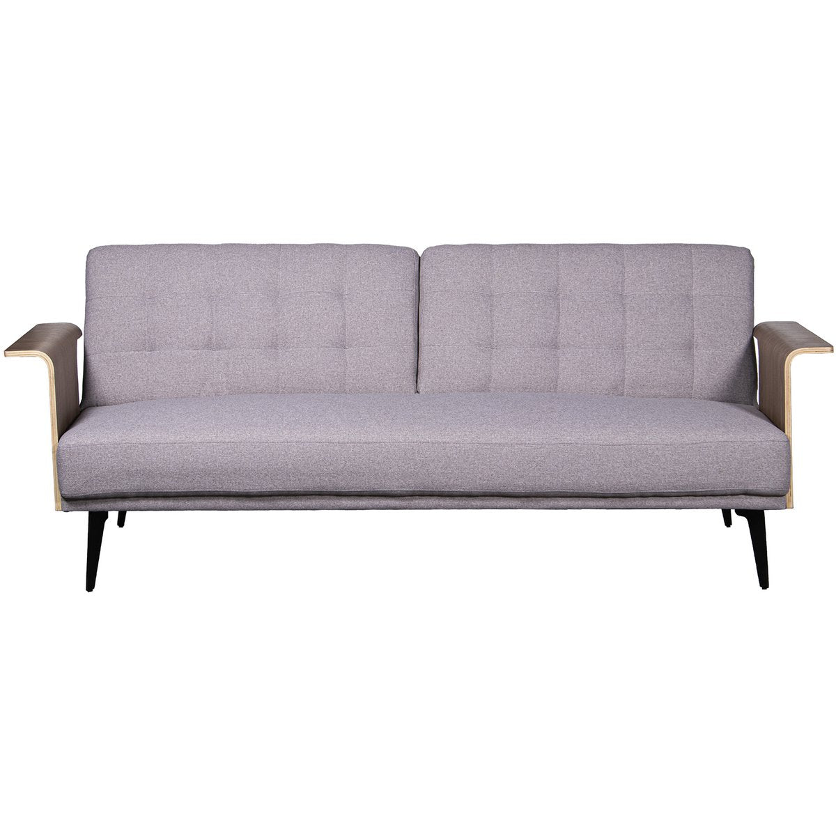 DIVANO LETTO 3 POSTI IN POLIESTERE GRIGIO CON GAMBE E BRACCIOLI IN LEGNO _203X87X81CM LETTO:178X102X12CM