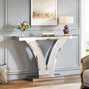 39" consolle specchiata, Moderno Silver tavolo d'ingresso