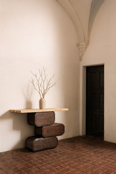 CONSOLLE IN MARMO TRAVERTINO MINDI 120x42x79 CM