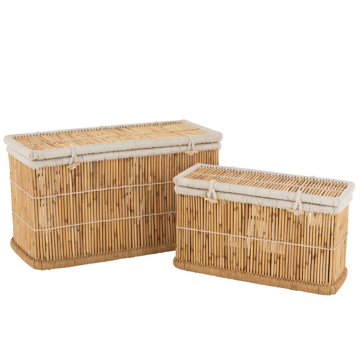 Juego de 2 baúles rectangulares J-Line de bambú natural/blanco 