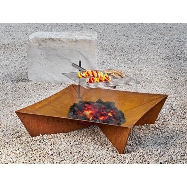 Braciere Fluxus, 80 x 80 x 22 cm, acciaio resistente alle intemperie