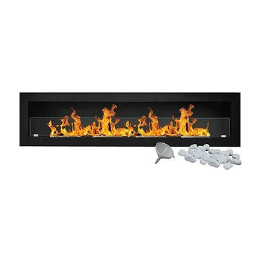 Biofireplace 1600x400 mm with glass - matt black