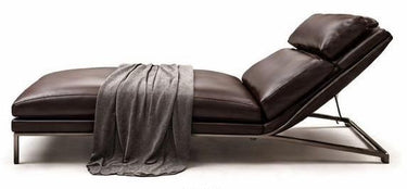 Poltrona Lounge in Pelle Marrone con Base in Acciaio Inox