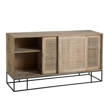 Armario J-Line de caña tejida - 3 puertas correderas - madera/metal - natural ND
