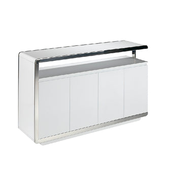 SIDEBOARD IN WHITE WOOD AND STAINLESS STEEL