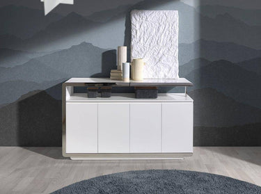 CREDENZA IN LEGNO BIANCO E ACCIAIO INOX - ELIARREDA