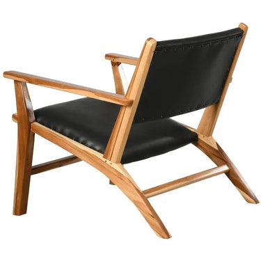 Poltrona in teak e cuoio-MFA3460