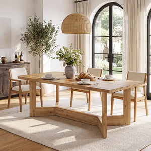 EXTENDING DINING TABLE IN PORCELAIN AND WALNUT WOOD 