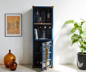 Mobile Contenitore Stile Container Industriale – 61x40x177 cm – Colonna Multifunzionale con Ripiani in Legno