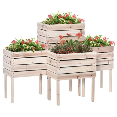 Fioriere Aiuola rialzata, cassetta per fiori, cassetta per piante, resistente alle intemperie, naturale
