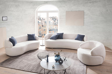 Divano Kidney 3 posti in tessuto bouclé bianco Atlanta