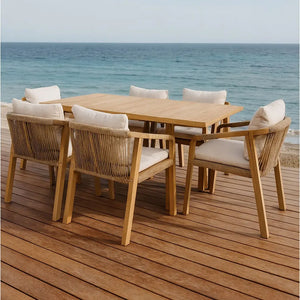 Aruba 5-piece garden lounge set + corner (including cushions) - White - Teak