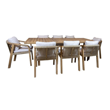 Set da giardino SAONA con tavolo rettangolare (230x100cm) e 8 sedie in acacia