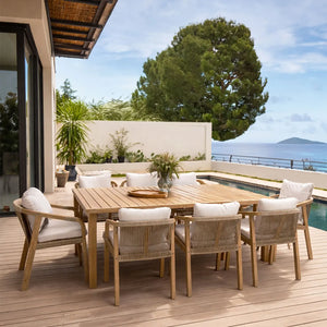 Set da giardino SAONA con tavolo rettangolare (230x100cm) e 8 sedie in acacia