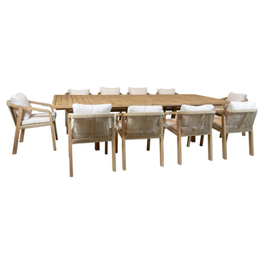 Aruba 5-piece garden lounge set + corner (including cushions) - White - Teak